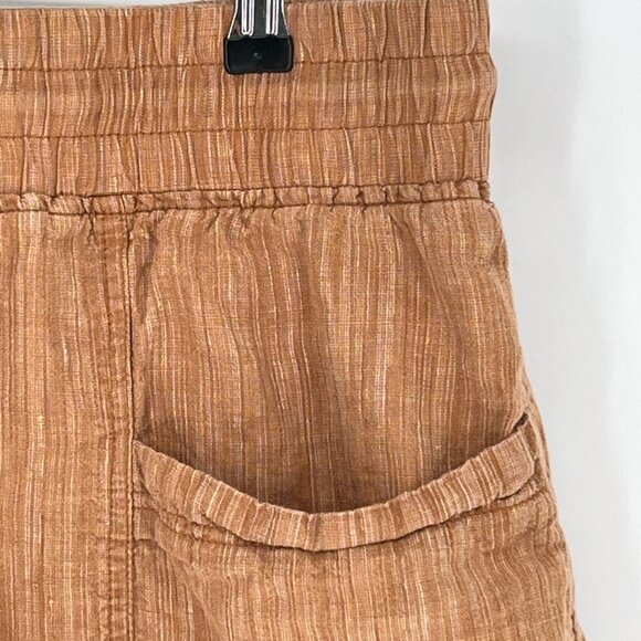 Athleta Cabo Linen Textured 4'' Shorts Women 8 Toasted Ochre Drawstring Summer - Picture 4 of 7